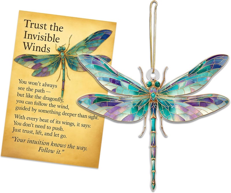 HONOCOOLS Store Dragonfly Suncatcher Ornament with Story Card, Dragon Fly Gifts for Women, Dragonfly Christmas Ornament, Gift Exchange Idea for Coworkers/Friends/Team (Sun-72) - Image 1